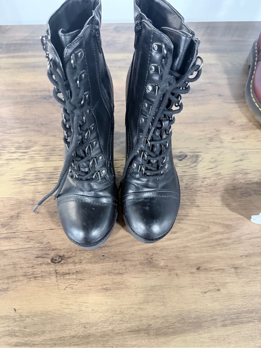 G by Guess Women's Black Lace-Up Combat Ankle Boots